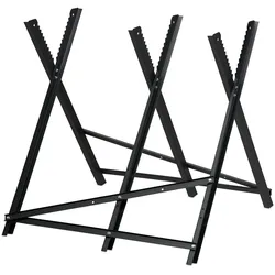 Relaxdays Sägebock, Holzsägearbeiten, klappbar, 150 kg, Sägegestell für Kettensägen, Stahl, HBT 80 x 81 x 83 cm, schwarz