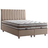 aea Beige Textilbett mit Matratze im eleganten Design