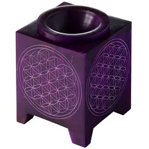 Saraswati Aromalampe "Blume des Lebens" Speckstein lila