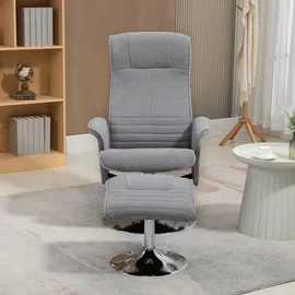 Homcom Relaxsessel mit Hocker Samt 71 x 104 x 69 cm Grau drehbar/neigbar