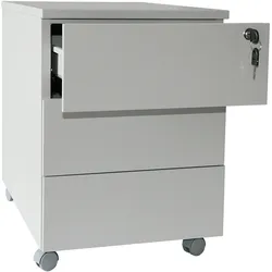 Rollcontainer Stahl Eco 3 Schubladen 53x40x59cm lichtgrau SZAGATO Bürocontainer Schreibtisch UnterschrankRollcontainers Rollcontainer Büro