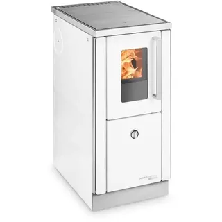 Haas & Sohn Festbrennstoffherd   HSD 40.5 SF weiss Email, mit Sichtfenster Socke...