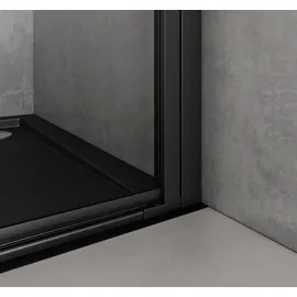 SoGood doporro Eck-Duschkabine 75x90x195cm Eckdusche in schwarz mit Hebe- und Senkmechanismus ESG-Sicherheitsglas Klarglas inkl. beidseitiger Easy-Clean-Beschichtung Ravenna36-plus