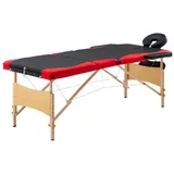 vidaXL Massagetisch Klappbar 3 Zonen Holz Schwarz und Rot - Schwarz
