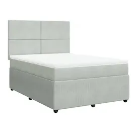 vidaXL Boxspringbett mit Matratze Hellgrau 160x200 cm Samt