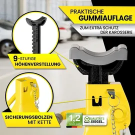 Dunlop Unterstellbock Stahl 285-425 mm gelb höhenverstellbar 3000 kg max. Belastbarkeit