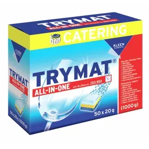 KLEEN PURGATIS Trymat All in One Geschirr-Reiniger-Tabs, Alkalisches und hochwirksames Geschirr-Reiniger-Konzentrat, 50 Stück - Packung