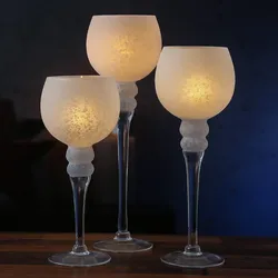 Kerzenhalter Kelch FROST - Windlicht - Glas - 3 H√∂hen - gefrostet und weiß satiniert - 3er Set
