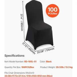 Vevor Stuhlhusse Schwarz 51 x 45 x 95 cm