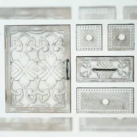 Mendler Apotheker Kommode HWC-J48, Schrank Schubladenkommode, Holz Schubladen, Shabby-Look Vintage 150x81x40cm, weiß-braun