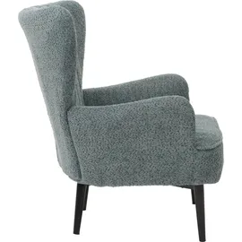 Mendler Lounge-Sessel HWC-K37 Chenille 75 x 80 x 78 cm blau-grün mit Kissen