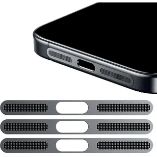 GIOPUEY Mesh Staubdichter Aufkleber für iPhone 12 Mini, 3 Stück Integrierter Schutzlautsprecher und Ladeanschluss,Anti Dust - Black
