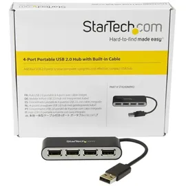 Startech StarTech.com Mobiler 4-Port-USB 2.0-Hub mit integriertem Kabel