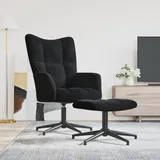 vidaXL Relaxsessel mit Hocker Schwarz Samt