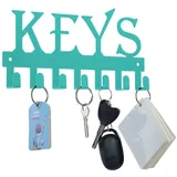 FairyCity Schlüsselhaken KEYS Wand-Schlüsselanhänger 7 Haken, home deko schlüsselbrett,Metall Schlüsselhalter für Wandhaken Dekor,wohnungs zubehör schlüsselboard 25 cm x 12,8 cm blau