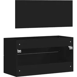 vidaXL Badschrank mit Spiegel Schwarz Holzwerkstoff