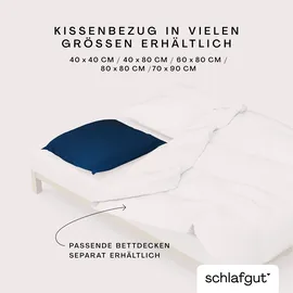 schlafgut Kissenbezug Woven Satin Fade 80 x 80 cm Blau