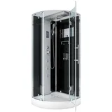 AcquaVapore Komplettdusche D37-23R0-ALL Dusche Duschtempel Duschkabine 100x100, Sicherheitsglas ESG, inklusive Duschwanne, Höhenverstellbar, Gehärtetes Glas, Integrierte Massagedüsen, Multimedi schwarz