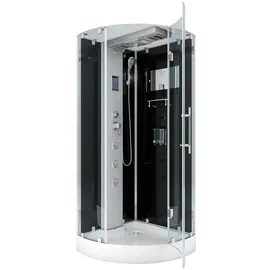 AcquaVapore Komplettdusche D37-23R0-ALL Dusche Duschtempel Duschkabine 100x100, Sicherheitsglas ESG, inklusive Duschwanne, Höhenverstellbar, Gehärtetes Glas, Integrierte Massagedüsen, Multimedi schwarz