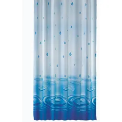 Ekershop Textil Duschvorhang Wassertropfen Blau 180x200cm Weiß ink.12 Ringe