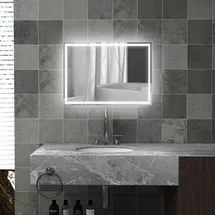 Homcom Badspiegel mit LED-Leuchte, 70 x 50 cm Wandspiegel - Silber