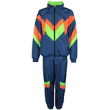 Foxxeo 80er Jahre Kostüm für Erwachsene Premium 80s Trainingsanzug Assianzug Assi - Herren Größe S-XXXXL - Fasching Karneval Anzug, Farbe blau orange grün, Größe: M