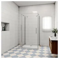duschspa Komplettdusche Duschkabine Drehtür Duschtür mit Seitenwänden Duschtasse Duschwanne, BxT: 90x80 cm, Einscheibensicherheitsglas, Sicherheitsglas, Set, mit Duschwanne 90 cm x 80 cm