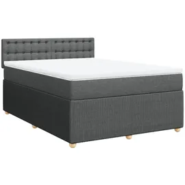 vidaXL Boxspringbett mit Matratze Dunkelgrau 140x200 cm Stoff