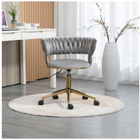 IDEASY Drehstuhl Büroschreibtisch und Stuhl aus Samt, gewebte Rückenlehne, 360° drehbar, höhenverstellbar, Arbeitsstuhl, Make-up-Stuhl grau