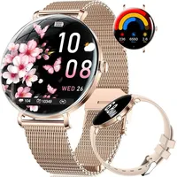 Lige ‎ FV17-A-1 Smartwatch (3,6 cm, android ios), Damen Smartwatch mit AMOLED Display Bluetooth Anruf und Zyklus-Tracker goldfarben