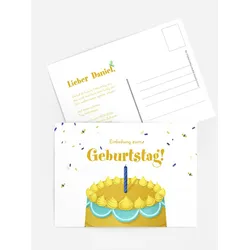 Geburtstagseinladung selbst gestalten mit Spruch und Fotos im Onlinedesigner bei Meine-Kartenmanufaktur.de