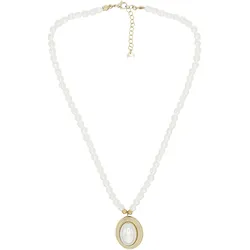 Kette mit Anhänger "Timeless Pearl", Damen, Gr. one size, Metall, gold (golden), COLLEZIONE ALESSANDRO, Basic, Halsketten, Ovaler Anhänger im Vintage-Stil
