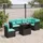 vidaXL 7-teiliges Gartensofa-Set mit Kissen, schwarzes Polyrattan - Schwarz