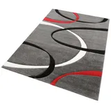 My Home Teppich »Bilbao«, rechteckig, handgearbeiteter Konturenschnitt, flacher Teppich rund, Kurzflor, grau