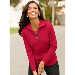 Langarmshirt CLASSIC BASICS "Shirt", Damen, Gr. 48, rot, 100% Baumwolle, unifarben, V-Ausschnitt, Langarm, Shirts