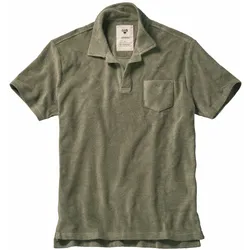 OAS Herren Polo Shirt Slim Fit Gruen einfarbig - S