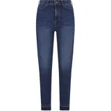 URBAN CLASSICS Skinny Open Hem Hochtaillierte Jeans Dark Blue Washed 27