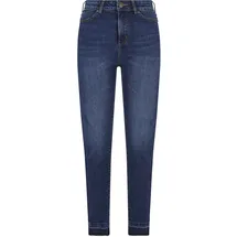 URBAN CLASSICS Skinny Open Hem Hochtaillierte Jeans Dark Blue Washed 27
