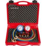 Rothenberger Monteurhilfe-Set 2-Wege Standard, R410A, mit Manometer,Pulse-free, Klasse 1.6, 3 Druckschläuche à 1500m im Kunststoffkoffer