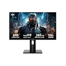 KTC 27-Inch 2K Gaming Monitor, 180Hz Refresh Rate, QHD 2560 * 1440 Fast IPS Screen, 1ms, 124% SRGB, FreeSync G-SYNC, Full HD, VESA Mount