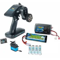 CARSON RC-Reflex Pro 3 Elektro Set - 2 4 GHz Fernsteuerung Set mit Akku und Servo, kompatibel mit Tamiya RC Bausatz, Modellbau, Lieferung in Umweltverpackung, Schwarz