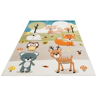 Lüttenhütt Kinderteppich »Wald«, rechteckig, Kurzflor, Motiv Tiere, in Pastell-Farben, 3D-Design, Waldtiere 96773522-4 beige 13 mm,