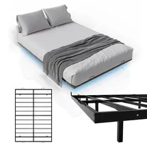 Juskys Metallbett Palamos 140x200 cm mit Lattenrost & LED Beleuchtung - Schwebebett - Schwarz