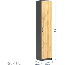 home collective Regal mit 5 Ebenen Aktenschrank mit 4 Einlegeböden und 1 Tür, in mattem Finish Standregal 39 cm breit graphit Eiche Holzwerkstoff, Fächer, 39x180x35 Schlafzimmer, Kleiderschränke, Schrankzubehör