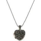 ZEEme Kette mit Anhänger Herz-Form Silber 925 oxidiert schwarz