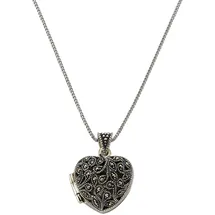 ZEEme Kette mit Anhänger Herz-Form Silber 925 oxidiert schwarz