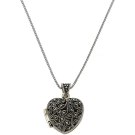 ZEEme Kette mit Anhänger Herz-Form Silber 925 oxidiert schwarz