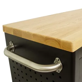 Baumarktplus Werkstattwagen DELUXE 6 Schubladen + Tür leer Werkzeugwagen massive Arbeitsplatte Anthrazit/grün