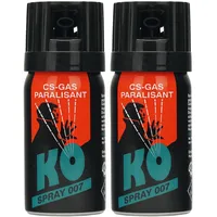 2X Abwehrspray 40 ml Breitstrahl KO 007 CS Gas Paralisant KO Spray 007 Tränengasspray Verteidigungsspray gegen Menschen BKA17r Eintragung (2 Stück)
