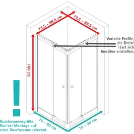 Schulte Home Sunny Eckdusche mit Schiebetüren rechts verschiedene Größen 180 x 90 cm Klarglas